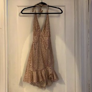Halter deep v  rosegold hello molly dress